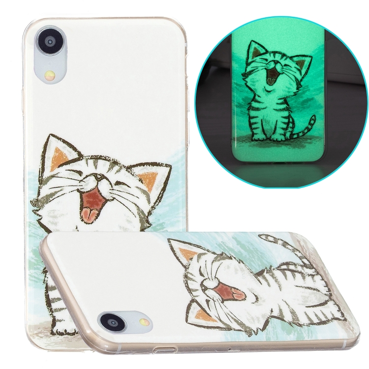 

Luminous TPU Pattern Soft Protective Case For iPhone XR(Happy Cat)