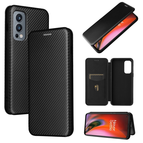 

For OnePlus Nord 2 5G Carbon Fiber Texture Magnetic Horizontal Flip TPU + PC + PU Leather Case with Card Slot(Black)