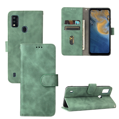 

For ZTE Blade A51 Solid Color Skin Feel Magnetic Buckle Horizontal Flip Calf Texture PU Leather Case with Holder & Card Slots & Wallet(Green)