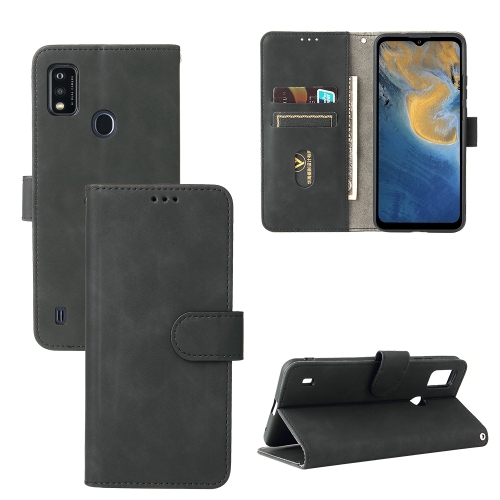 

For ZTE Blade A51 Solid Color Skin Feel Magnetic Buckle Horizontal Flip Calf Texture PU Leather Case with Holder & Card Slots & Wallet(Black)
