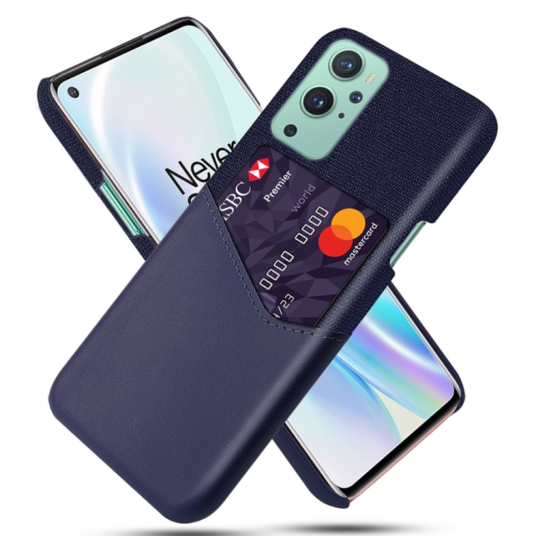 

For OnePlus 9 Cloth Texture PC + PU Leather Back Cover Shockproof Case with Card Slot(Blue)
