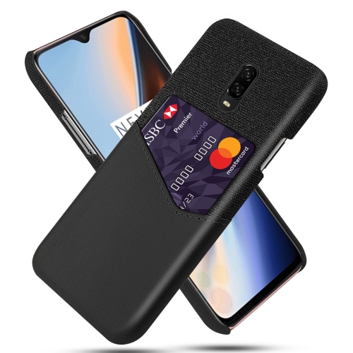 

For OnePlus 6T Cloth Texture PC + PU Leather Back Cover Shockproof Case with Card Slot(Black)