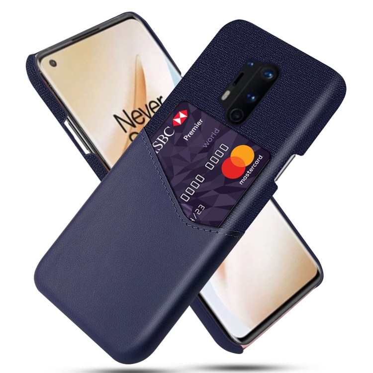 

For OnePlus 8 Pro Cloth Texture PC + PU Leather Back Cover Shockproof Case with Card Slot(Blue)