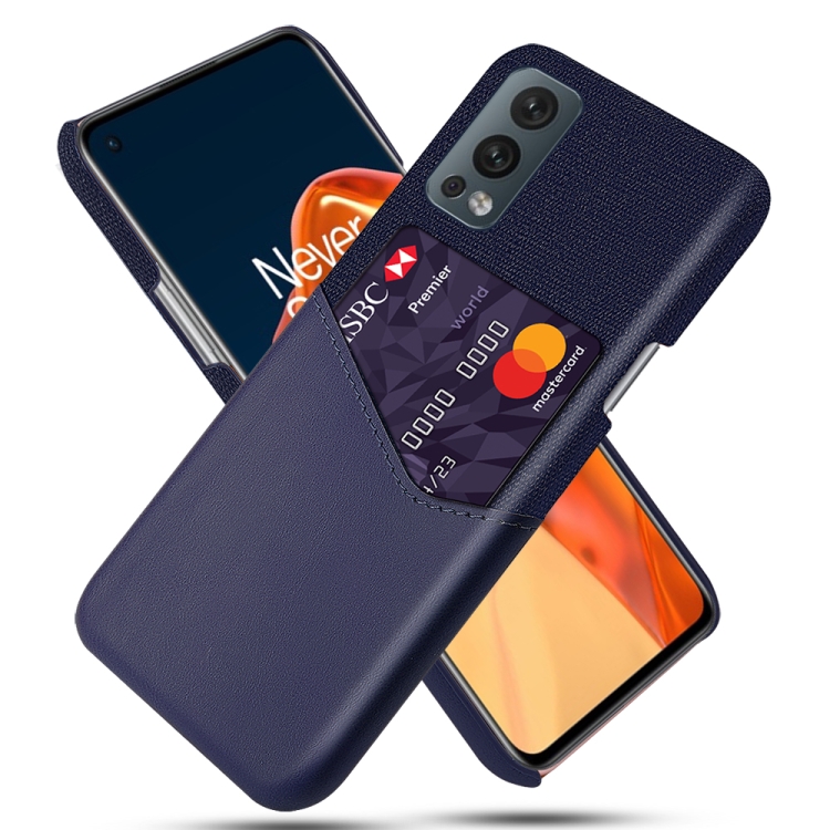 

For OnePlus Nord 2 Cloth Texture PC + PU Leather Back Cover Shockproof Case with Card Slot(Blue)