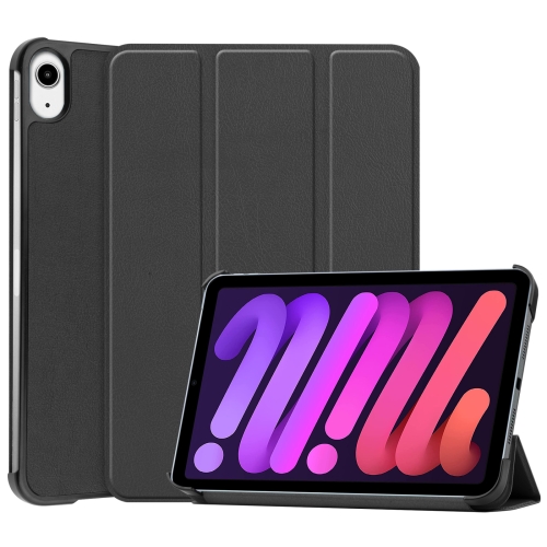 

For iPad mini 6 Custer Texture Horizontal Flip Leather Tablet Case with Three-folding Holder & Sleep / Wake-up Function(Black)