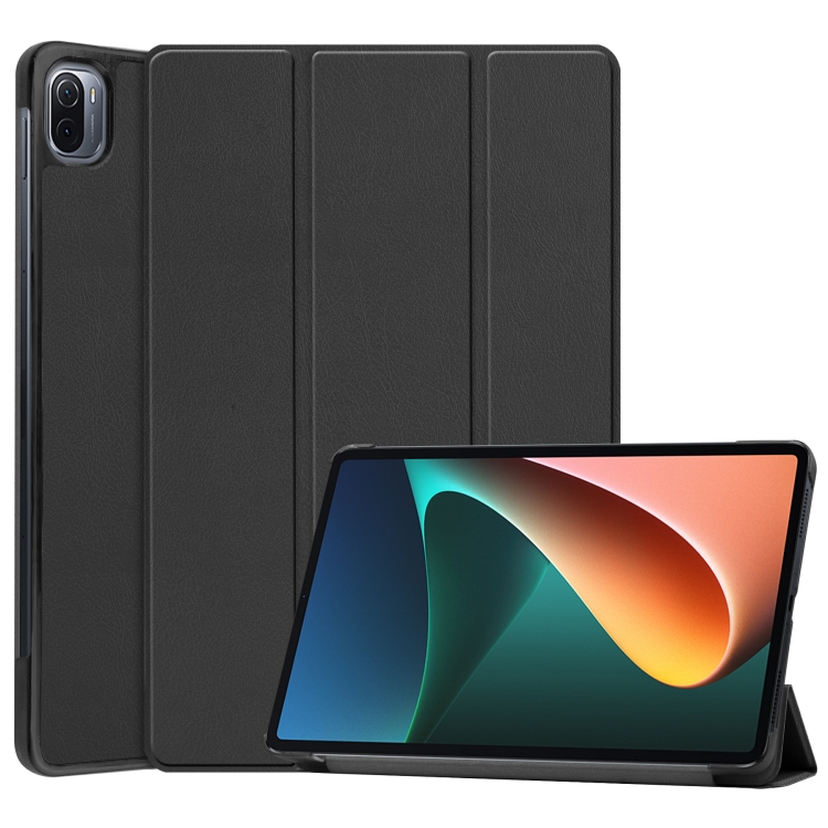 

For Xiaomi Pad 5 Custer Texture Horizontal Flip Leather Case with Three-folding Holder & Sleep / Wake-up Function(Black)
