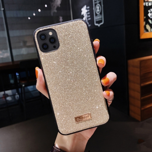 SULADA Shockproof TPU + Handmade Leather Case For iPhone 13 Pro(Gold)