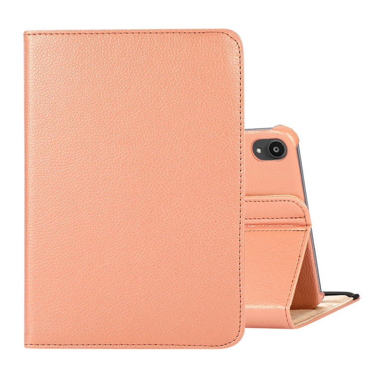 

360 Degree Rotation Litchi Texture Flip Leather Tablet Case with Holder For iPad mini 6(Rose Gold)