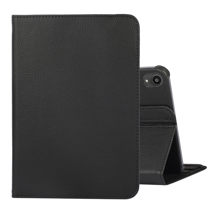 

360 Degree Rotation Litchi Texture Flip Leather Tablet Case with Holder For iPad mini 6(Black)