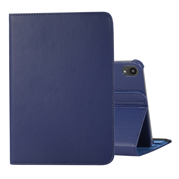 

360 Degree Rotation Litchi Texture Flip Leather Tablet Case with Holder For iPad mini 6(Blue)