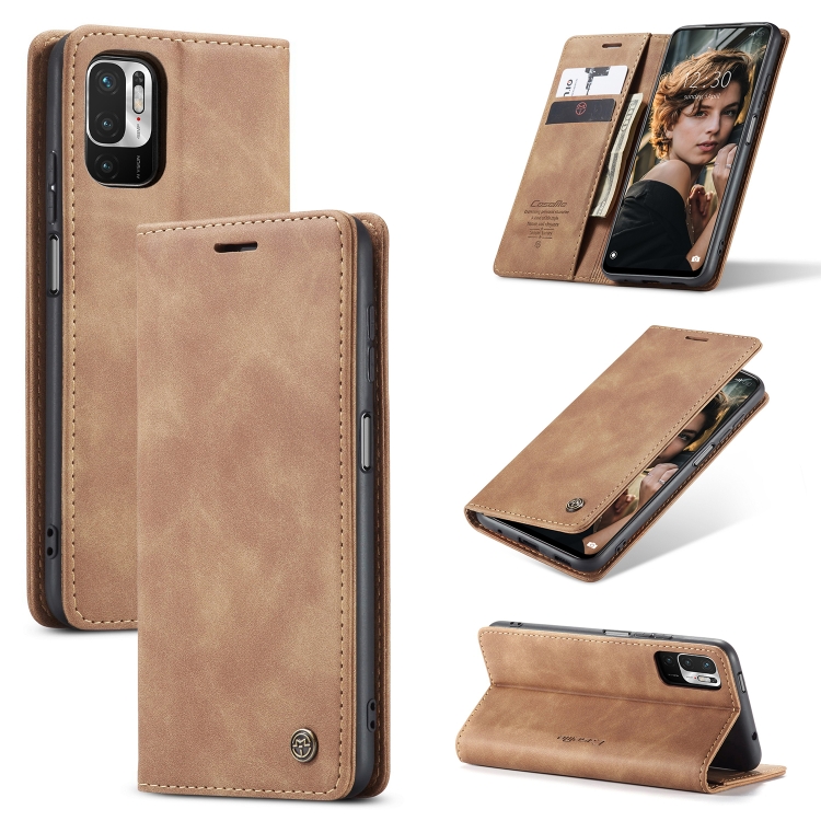 

CaseMe 013 Multifunctional Horizontal Flip Leather Case with Holder & Card Slot & Wallet For Xiaomi Redmi Note 10 5G(Brown)
