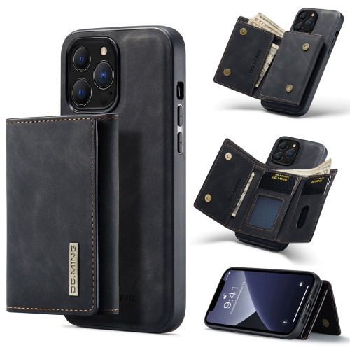 

DG.MING M1 Series 3-Fold Multi Card Wallet + Magnetic Shockproof Case with Holder Function For iPhone 13 Pro(Black)