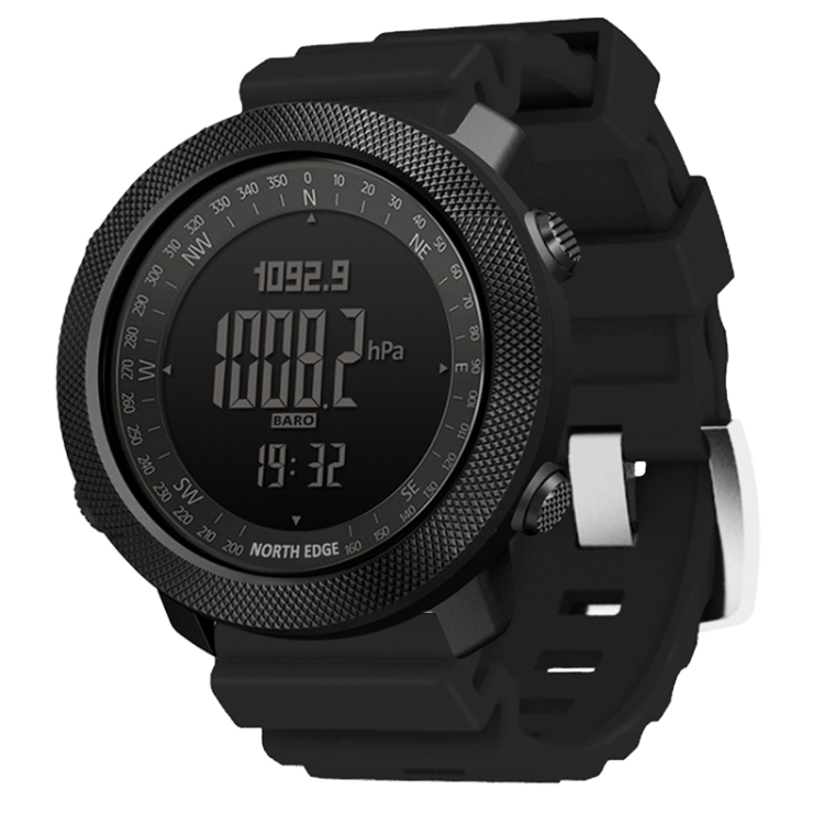 

NORTH EDGE Multi-function Waterproof Outdoor Sports Electronic Smart Watch, Support Humidity Measurement / Weather Forecast / Speed Measurement, Style:Silicone Strap(Black)
