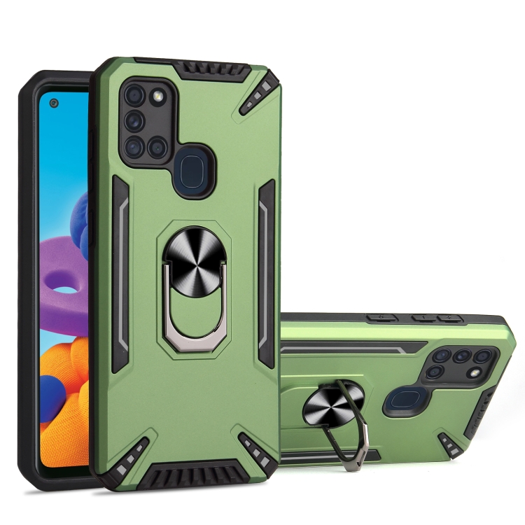 

For Samsung Galaxy A21s PC + TPU Protective Case with 360 Degrees Rotatable Ring Holder(Dark Green)