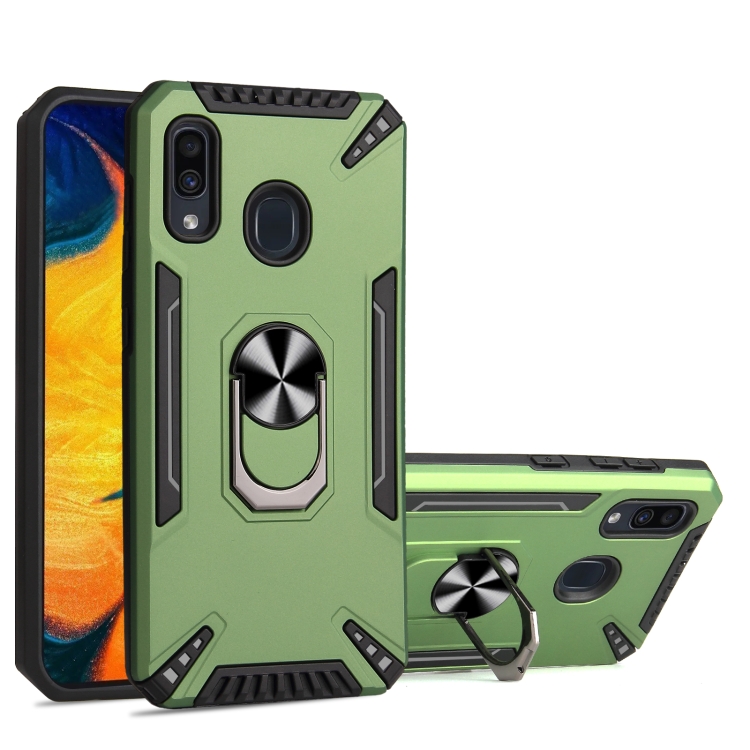 

For Samsung Galaxy A30 PC + TPU Protective Case with 360 Degrees Rotatable Ring Holder(Dark Green)