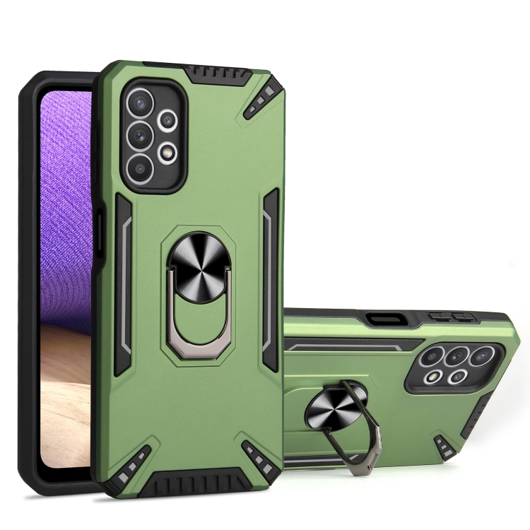 

For Samsung Galaxy A32 5G PC + TPU Protective Case with 360 Degrees Rotatable Ring Holder(Dark Green)