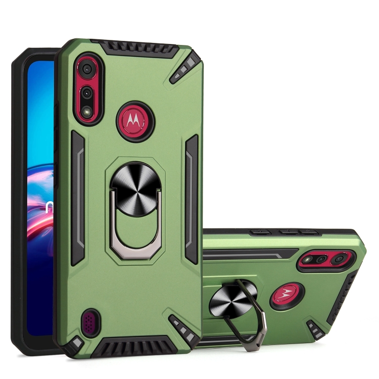 

For Motorola Moto E6s 2020 PC + TPU Protective Case with 360 Degrees Rotatable Ring Holder(Dark Green)