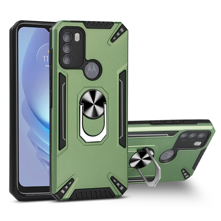 

For Motorola Moto G50 PC + TPU Protective Case with 360 Degrees Rotatable Ring Holder(Dark Green)