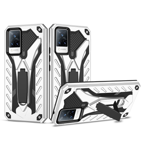 

For vivo V21 5G / 4G Shockproof TPU + PC Protective Case with Holder(Silver)