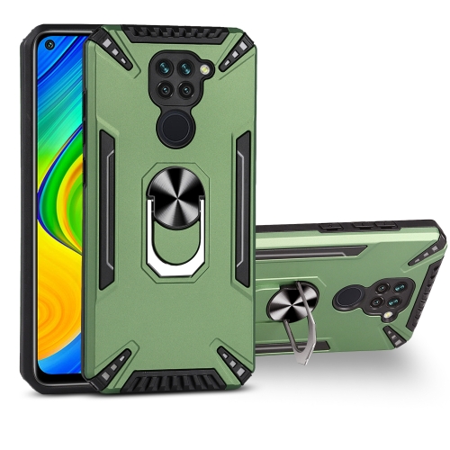 

For Xiaomi Redmi Note 9 4G PC + TPU Protective Case with 360 Degrees Rotatable Ring Holder(Dark Green)