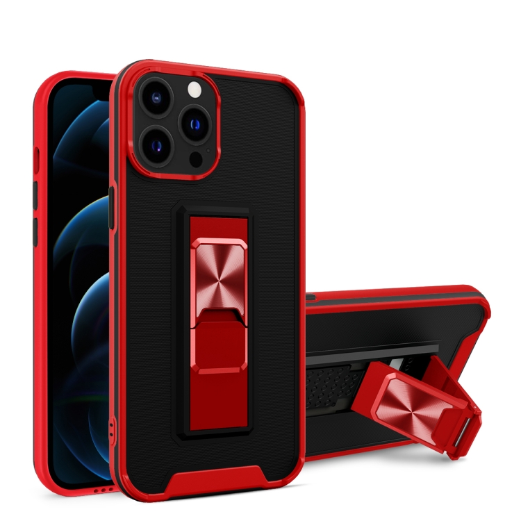 

Dual-color Skin Feel TPU + PC Magnetic Shockproof Case with Invisible Holder For iPhone 13 Pro Max(Red)