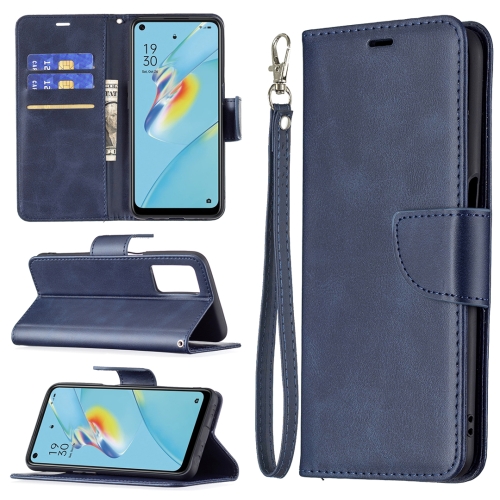 

For OPPO A54 4G / 5G Retro Lambskin Texture Pure Color Horizontal Flip PU Leather Case with Holder & Card Slots & Wallet & Lanyard(Blue)