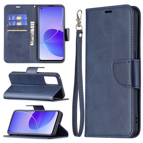 

For OPPO Reno6 5G Retro Lambskin Texture Pure Color Horizontal Flip PU Leather Case with Holder & Card Slots & Wallet & Lanyard(Blue)