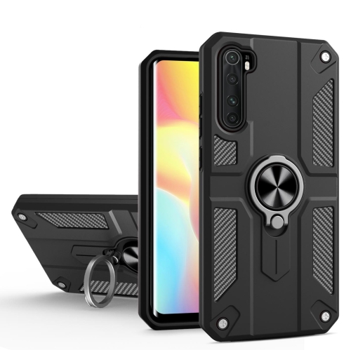 

For Xiaomi Mi Note 10 Lite Carbon Fiber Pattern PC + TPU Protective Case with Ring Holder(Black)