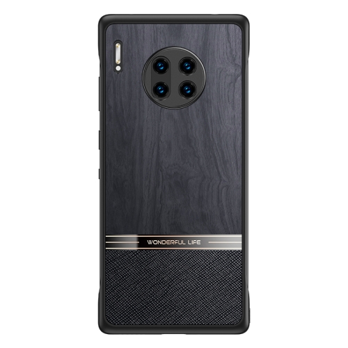 

For Huawei Mate 30 Pro Shang Rui Wood Grain Skin PU + TPU Shockproof Case(Black)