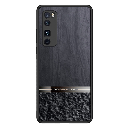 

For Huawei nova 7 5G Shang Rui Wood Grain Skin PU + TPU Shockproof Case(Black)