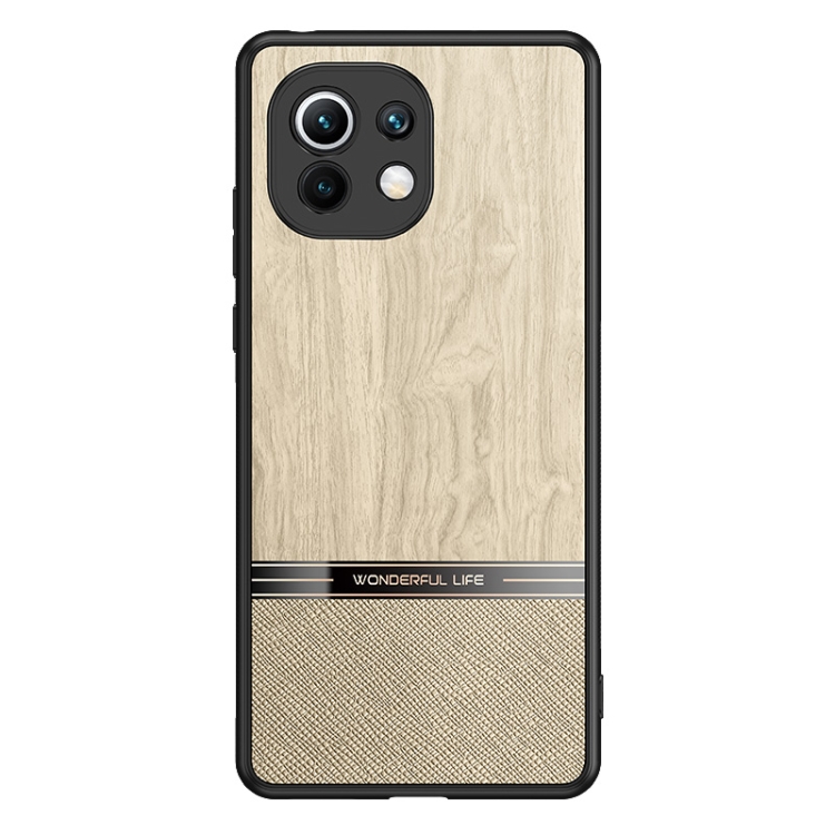 

For Xiaomi Mi 11 Shang Rui Wood Grain Skin PU + TPU Shockproof Case(Wood Color)