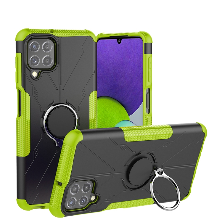 

For Samsung Galaxy A22 4G Armor Bear Shockproof PC + TPU Protective Case with Ring Holder(Green)