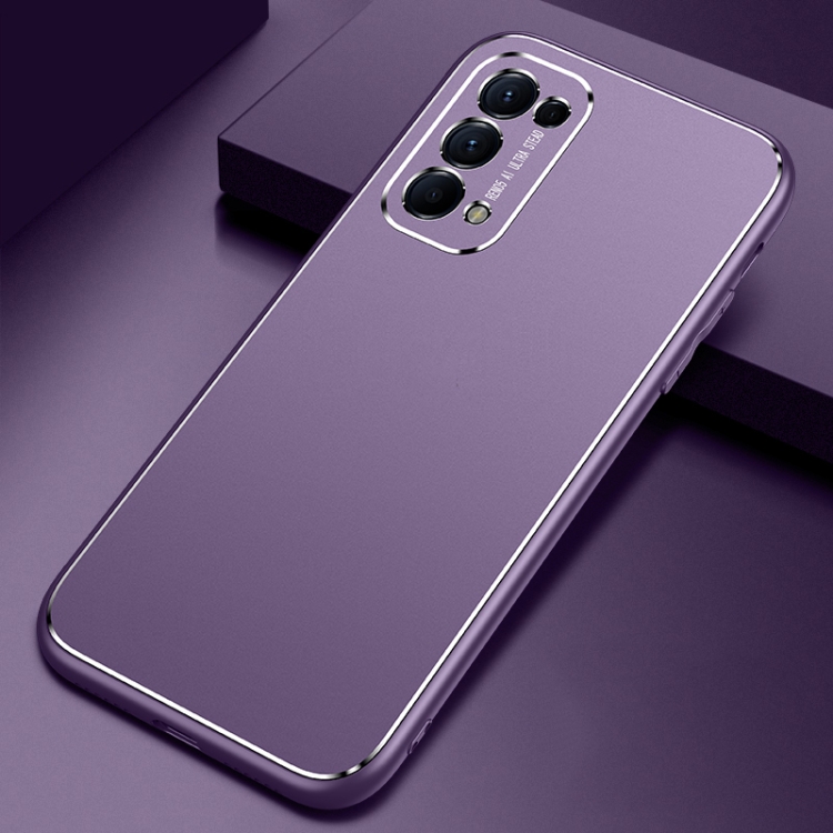 

For OPPO Reno5 Cool Frosted Metal TPU Shockproof Case(Purple)