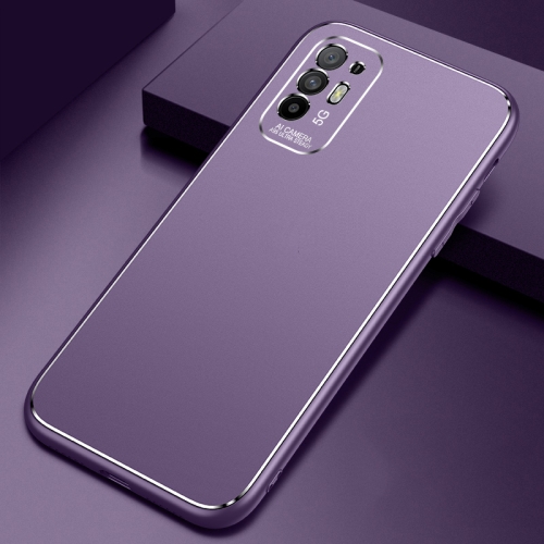 

For OPPO A94 / A95 Cool Frosted Metal TPU Shockproof Case(Purple)