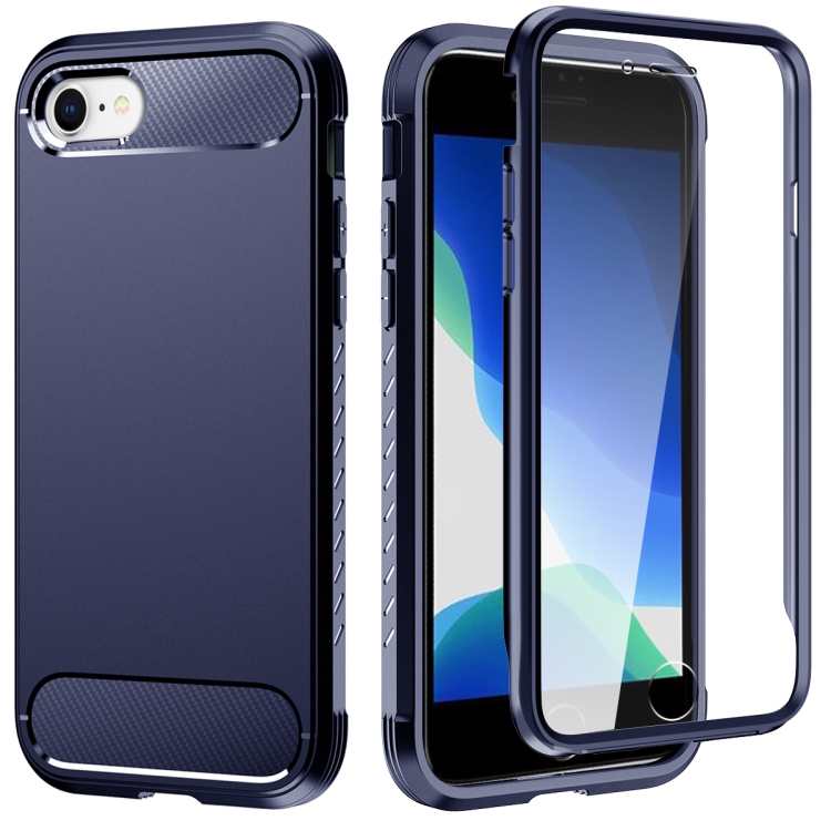 

C2 2 in 1 Shockproof TPU + PC Protective Case with PET Screen Protector For iPhone SE 2022 / SE 2020 / 8 /7(Blue)