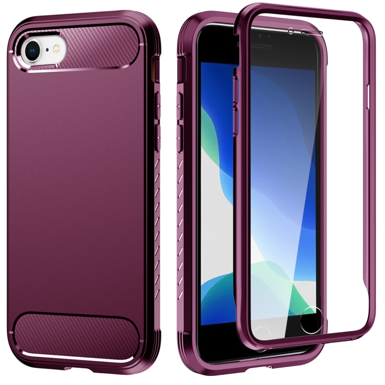 

C2 2 in 1 Shockproof TPU + PC Protective Case with PET Screen Protector For iPhone SE 2022 / SE 2020 / 8 /7(Purple)