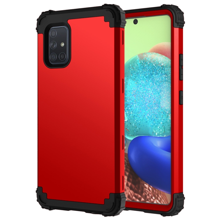 

For Samsung Galaxy A71 5G 3 in 1 Shockproof PC + Silicone Protective Case(Red + Black)