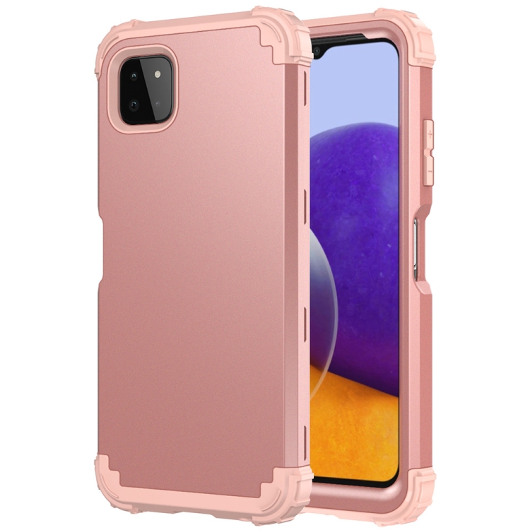 

For Samsung Galaxy A22 5G 3 in 1 Shockproof PC + Silicone Protective Case(Rose Gold)