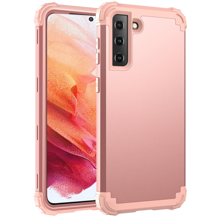 

For Samsung Galaxy S21 5G 3 in 1 Shockproof PC + Silicone Protective Case(Rose Gold)
