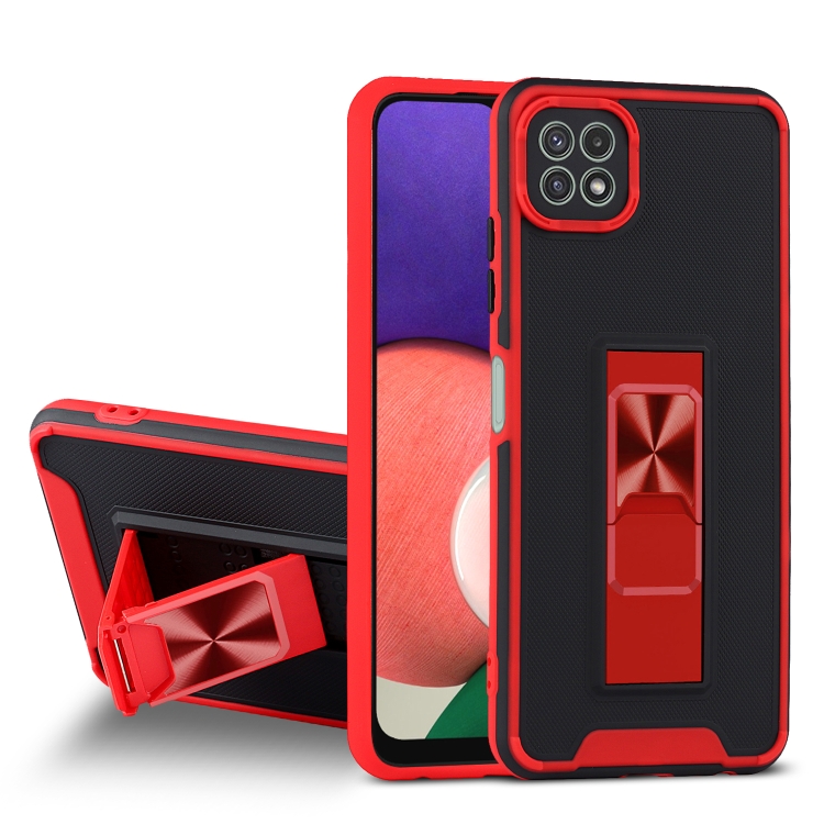 

For Samsung Galaxy A22 5G Dual-color Skin Feel TPU + PC Magnetic Shockproof Case with Invisible Holder(Red)