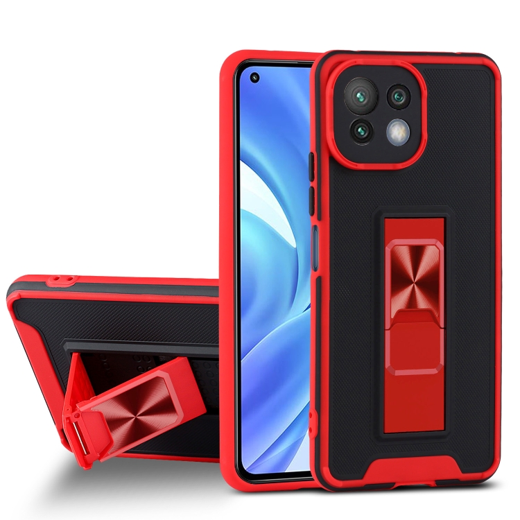 

For Xiaomi Mi 11 Lite Dual-color Skin Feel TPU + PC Magnetic Shockproof Case with Invisible Holder(Red)