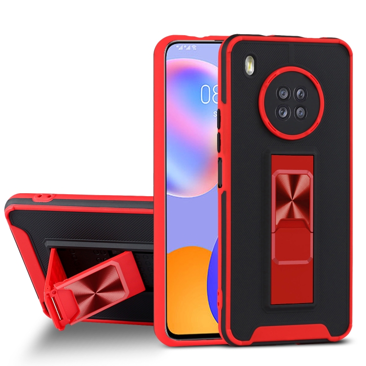 

For Huawei Y9a Dual-color Skin Feel TPU + PC Magnetic Shockproof Case with Invisible Holder(Red)