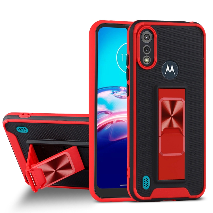 

For Motorola Moto E6s (2020) Dual-color Skin Feel TPU + PC Magnetic Shockproof Case with Invisible Holder(Red)