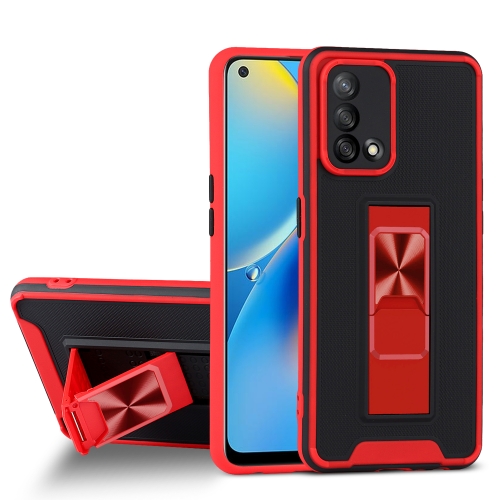 

For OPPO A74 4G Dual-color Skin Feel TPU + PC Magnetic Shockproof Case with Invisible Holder(Red)