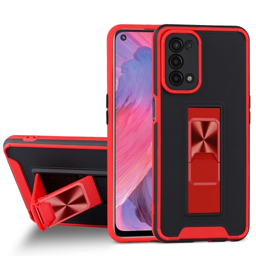 

For OPPO A74 5G Dual-color Skin Feel TPU + PC Magnetic Shockproof Case with Invisible Holder(Red)