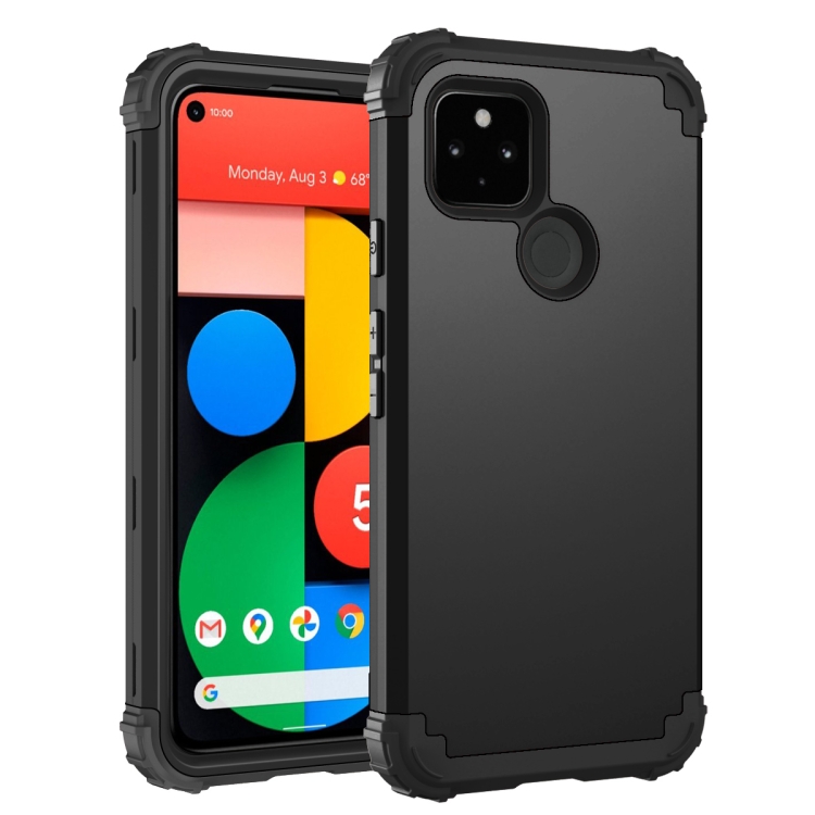 

For Google Pixel 5 3 in 1 Shockproof PC + Silicone Protective Case(Black)