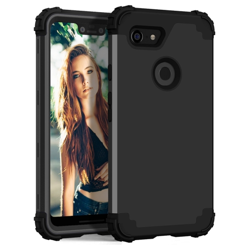 

For Google Pixel 3 XL 3 in 1 Shockproof PC + Silicone Protective Case(Black)