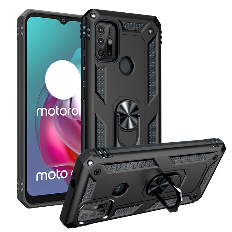 

For Motorola Moto G30 / G10 Shockproof TPU + PC Protective Case with 360 Degree Rotating Holder(Black)