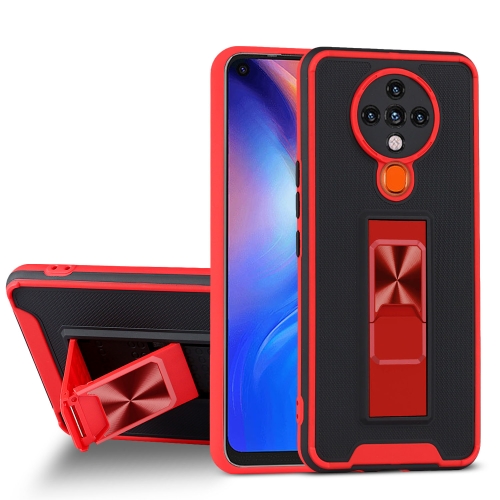 

For Tecno Spark 6 Dual-color Skin Feel TPU + PC Magnetic Shockproof Case with Invisible Holder(Red)