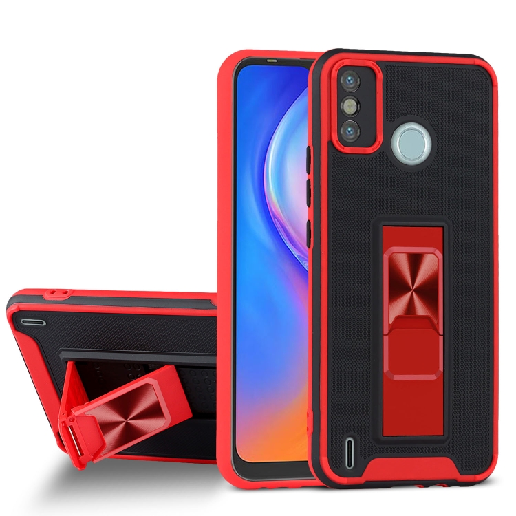 

For Tecno Spark 6 Go Dual-color Skin Feel TPU + PC Magnetic Shockproof Case with Invisible Holder(Red)